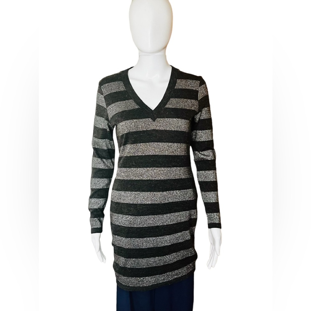 Michael Kors black and gray striped tunic sweater